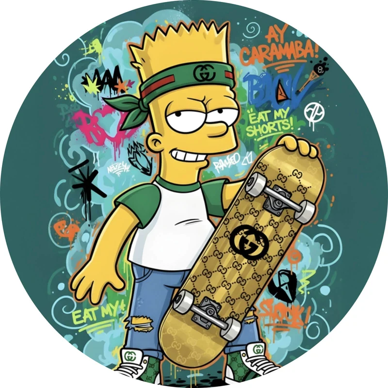 Aluminiumbild Skateboarder Graffiti Kreis