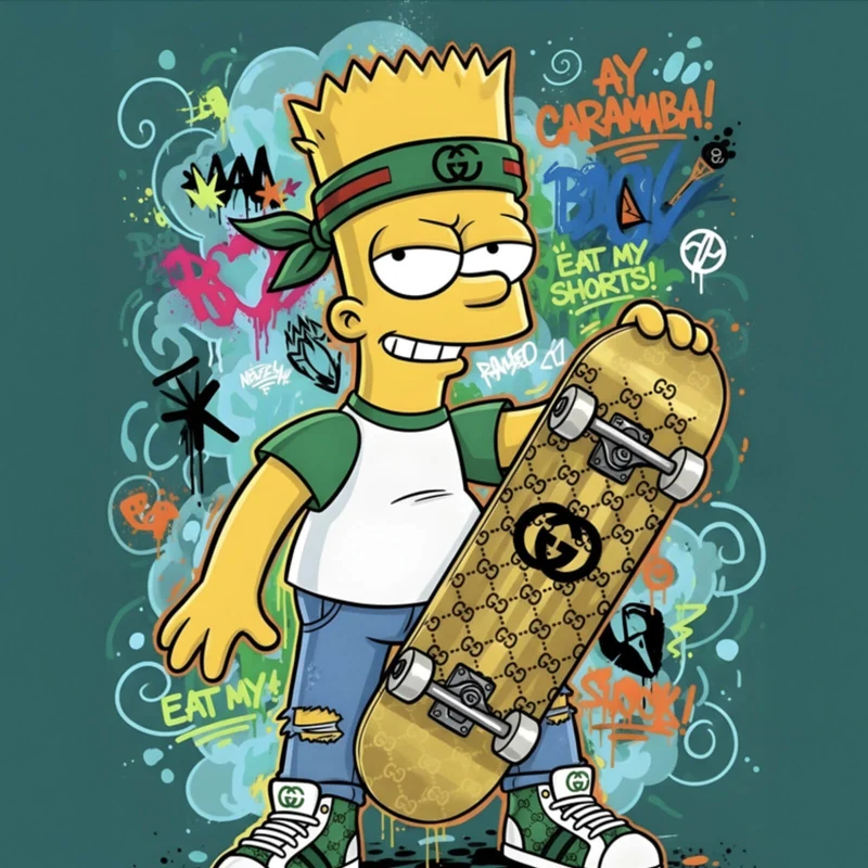 Poster Skateboarder Graffiti Quadrat