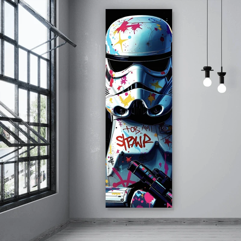 Spannrahmenbild Stormtrooper Graffiti Panorama Hoch