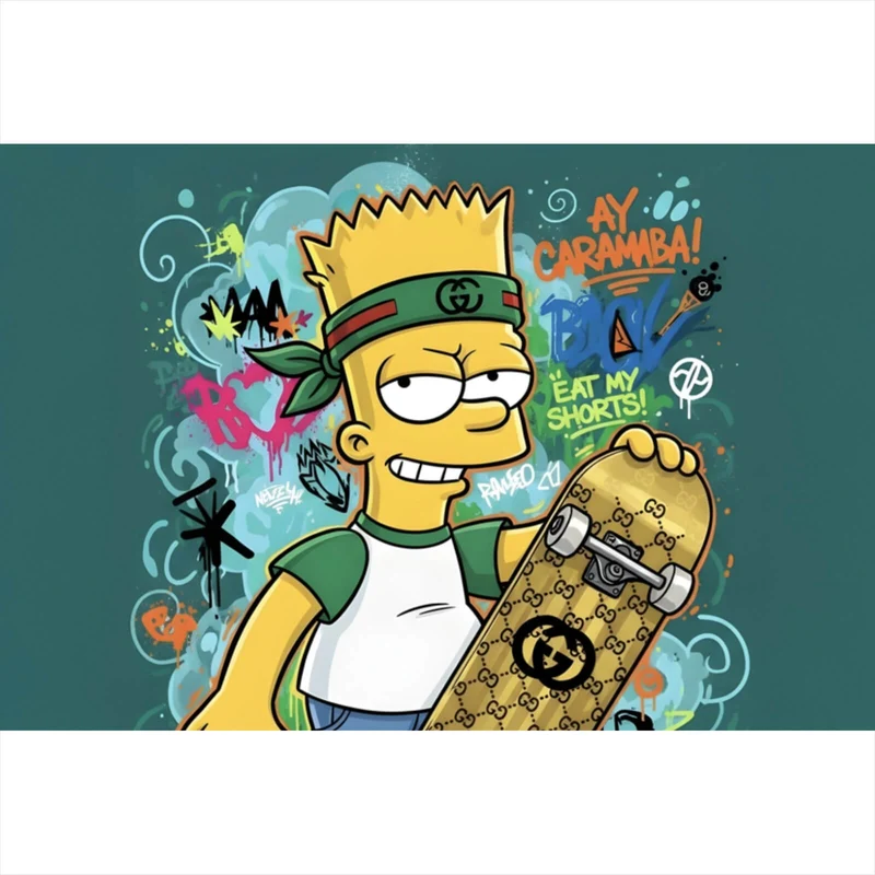 Spannrahmenbild Skateboarder Graffiti Querformat