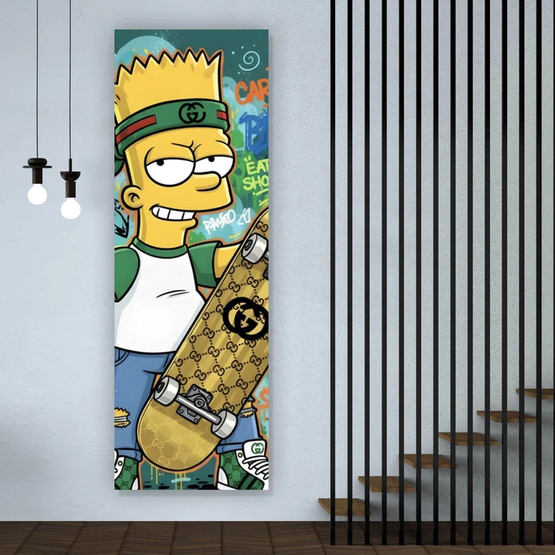 Spannrahmenbild Skateboarder Graffiti Panorama Hoch
