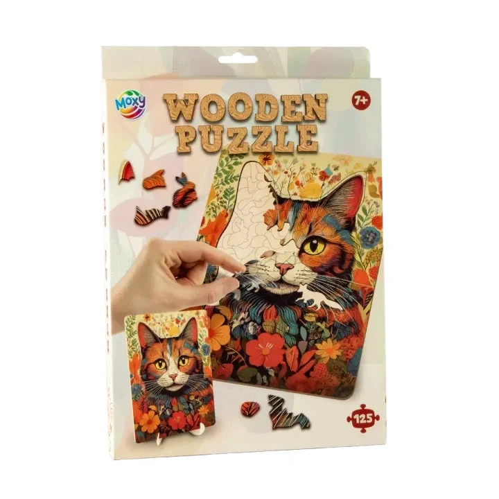 Wooden Cat Puzzle with Unique Shapes, 130 pcs