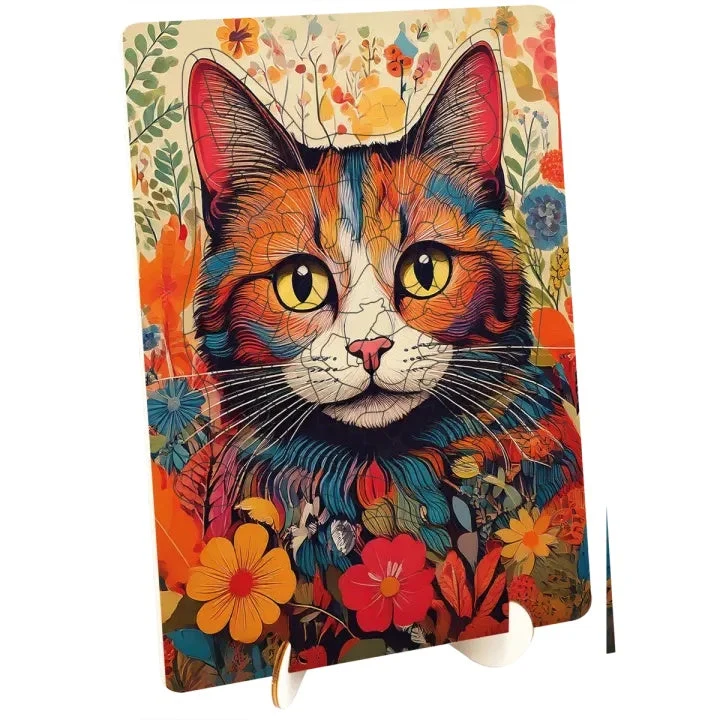 Wooden Cat Puzzle with Unique Shapes, 130 pcs
