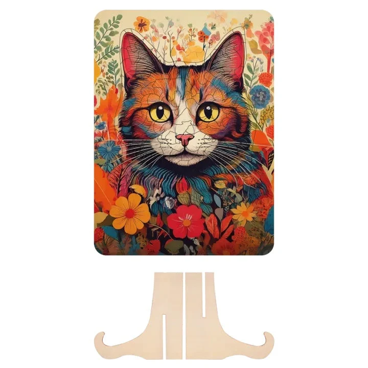 Wooden Cat Puzzle with Unique Shapes, 130 pcs