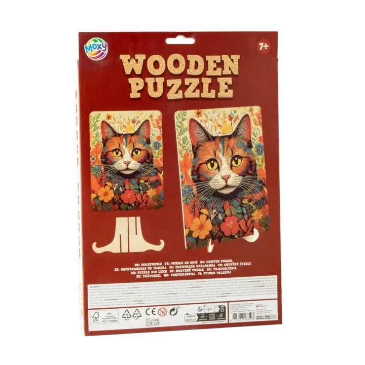 Wooden Cat Puzzle with Unique Shapes, 130 pcs