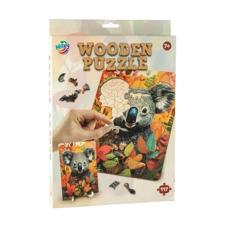 MOXY Wooden Koala Puzzle, Unique Shapes, 130 Pieces