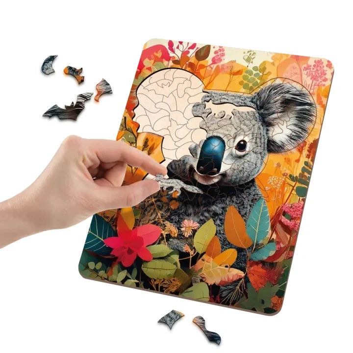 MOXY Wooden Koala Puzzle, Unique Shapes, 130 Pieces