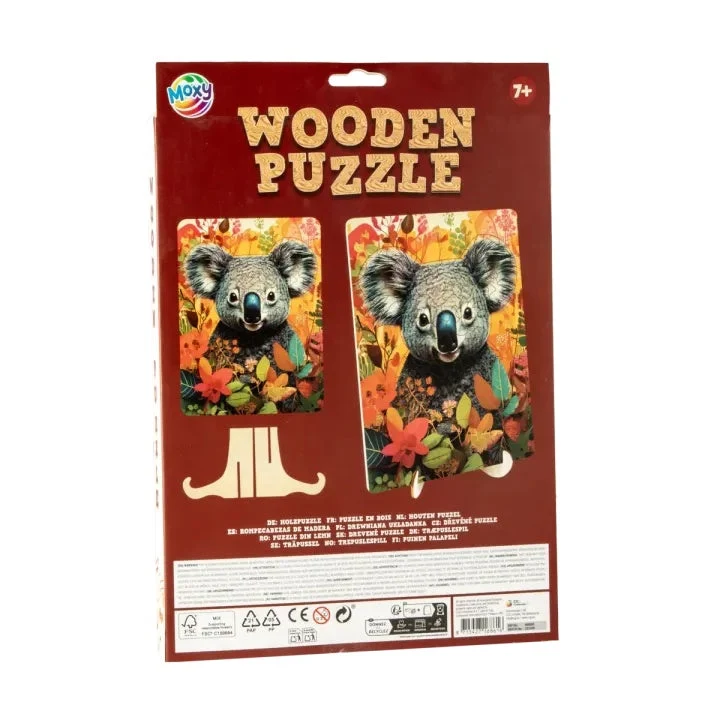 MOXY Wooden Koala Puzzle, Unique Shapes, 130 Pieces