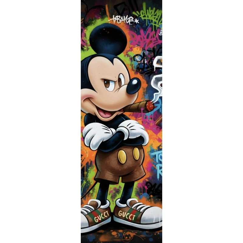 Poster Rauchende Maus auf Graffitiwand Panorama Hoch
