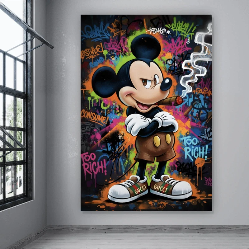 Poster Rauchende Maus auf Graffitiwand Hochformat