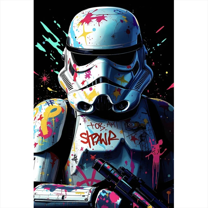 Aluminiumbild Stormtrooper Graffiti Hochformat