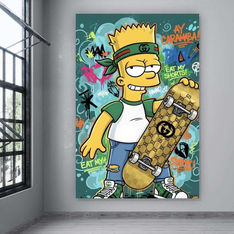 Spannrahmenbild Skateboarder Graffiti Hochformat