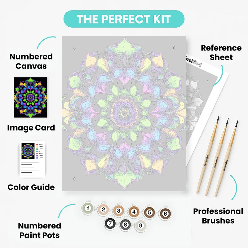Neon Mandala Kaleidoscope - Paint by Numbers Kit