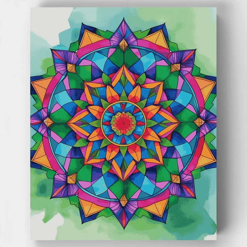 Vibrant Mandala Stained Glass - Paint by Numbers Kit