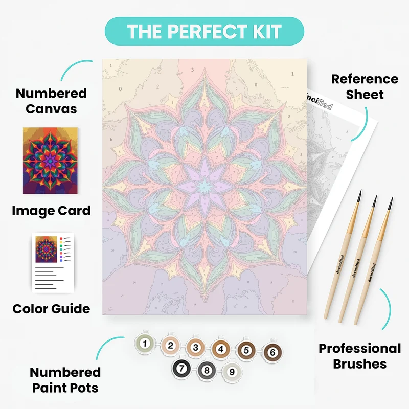 Radiant Kaleidoscope Mandala - Paint by Numbers Kit