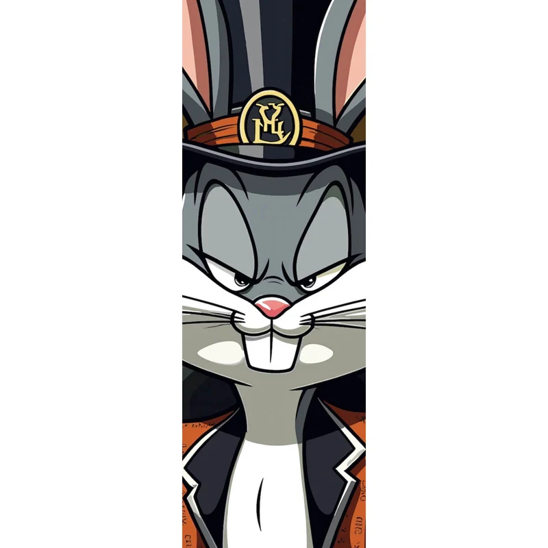 Poster Hase mit Zylinder und Pistole Panorama Hoch
