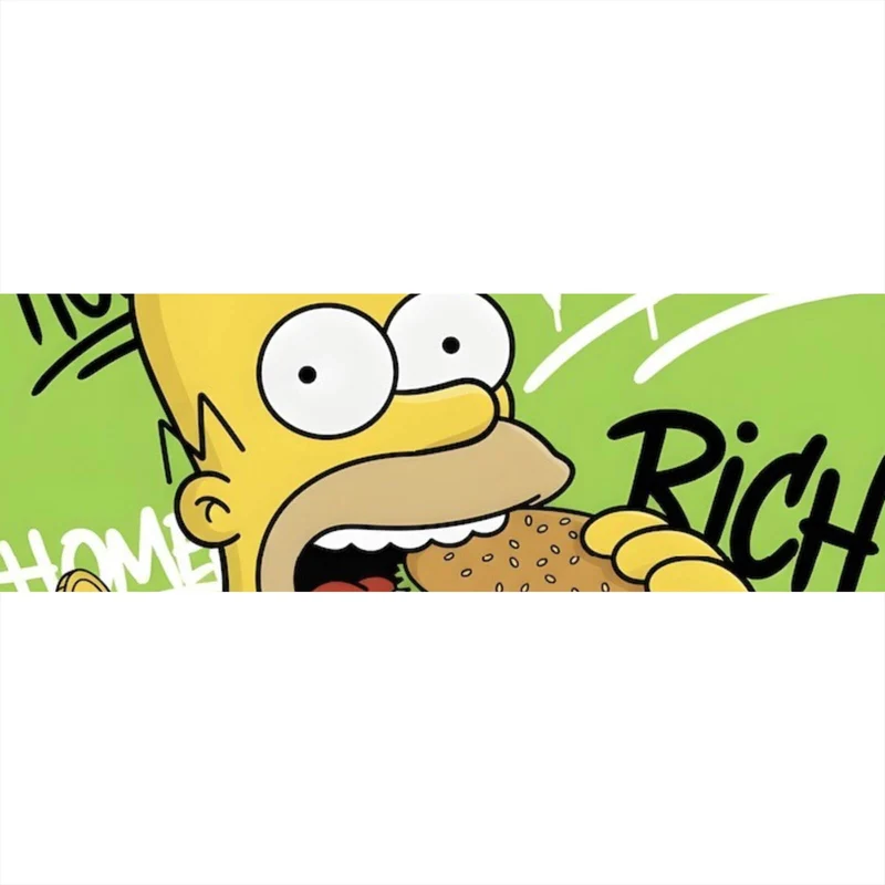 Poster Figur Isst Burger mit Geld Panorama
