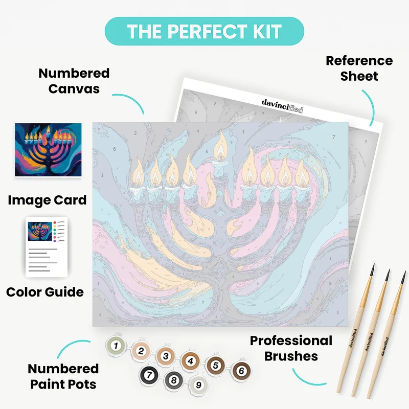 Vibrant Hanukkah Menorah - Paint by Numbers Kit