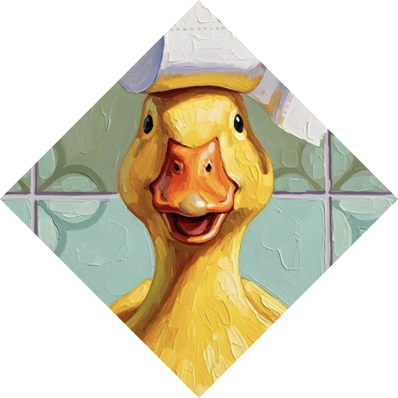 Acrylglasbild Lustige Ente im Badezimmer Raute