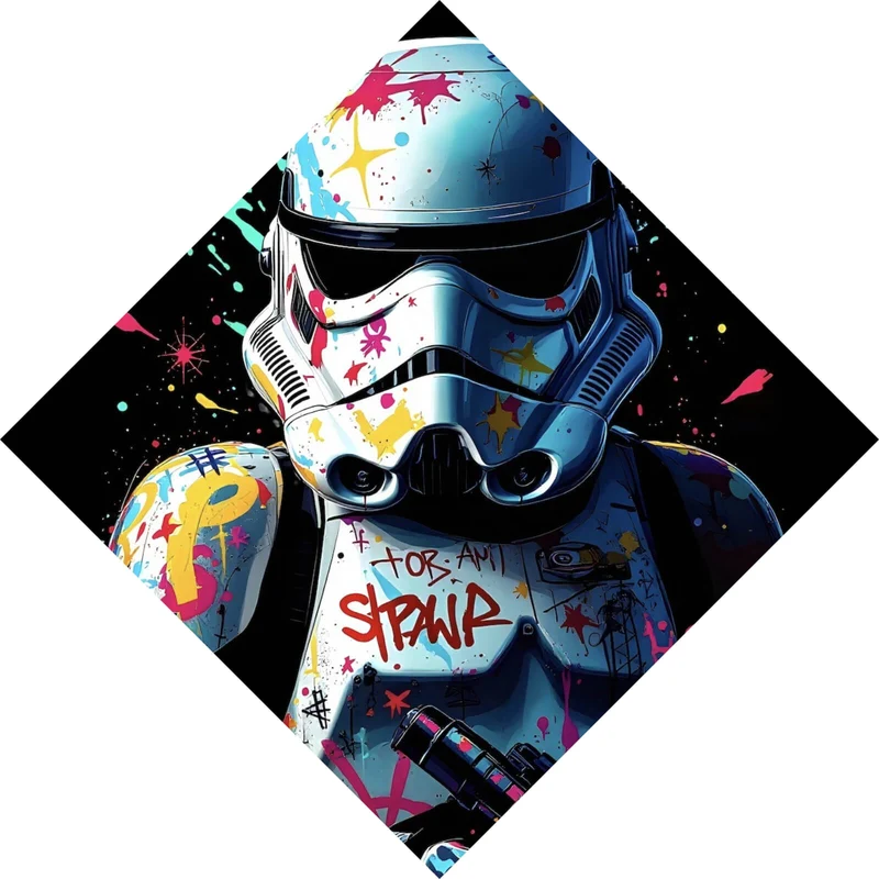 Spannrahmenbild Stormtrooper Graffiti Raute
