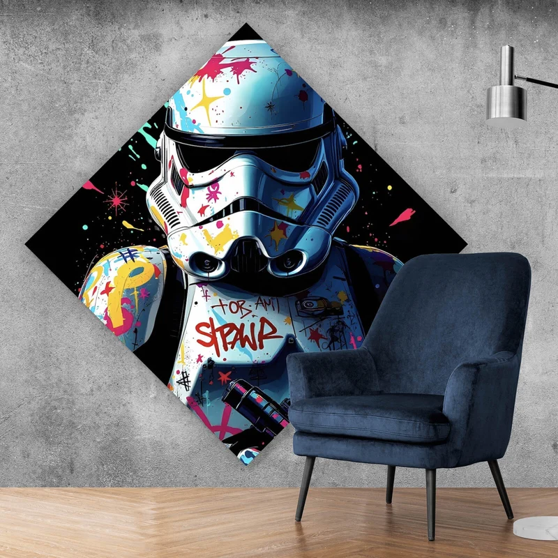 Acrylglasbild Stormtrooper Graffiti Raute