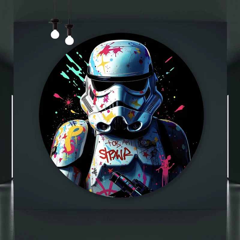 Aluminiumbild gebürstet Stormtrooper Graffiti Kreis