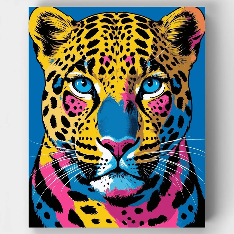 Colorful Pop Art Leopard - Paint by Numbers Kit