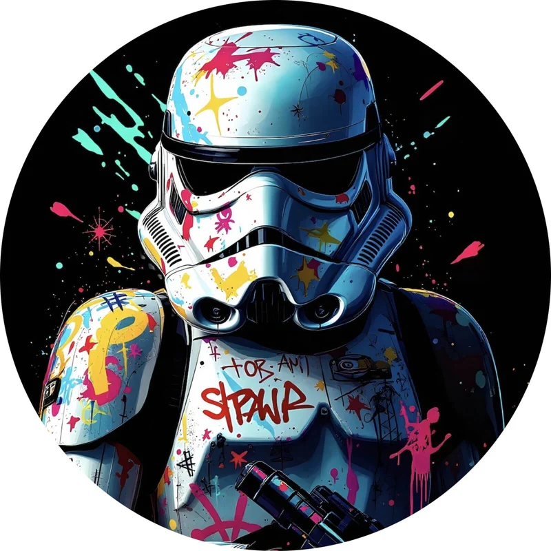 Aluminiumbild Stormtrooper Graffiti Kreis