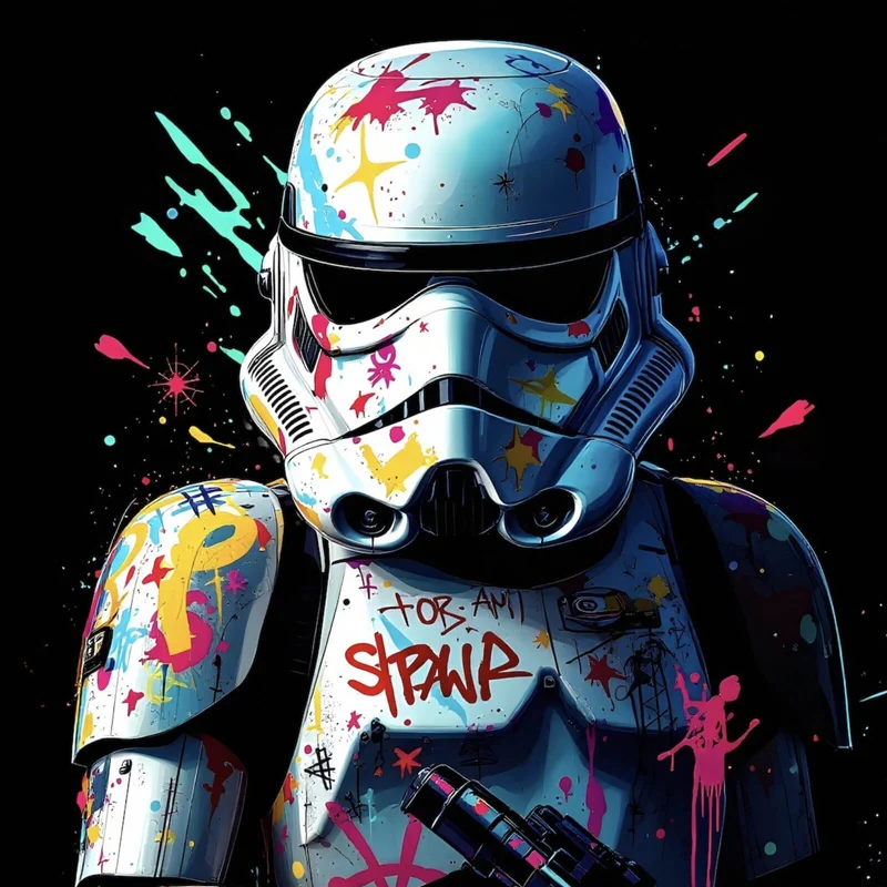 Aluminiumbild gebürstet Stormtrooper Graffiti Quadrat