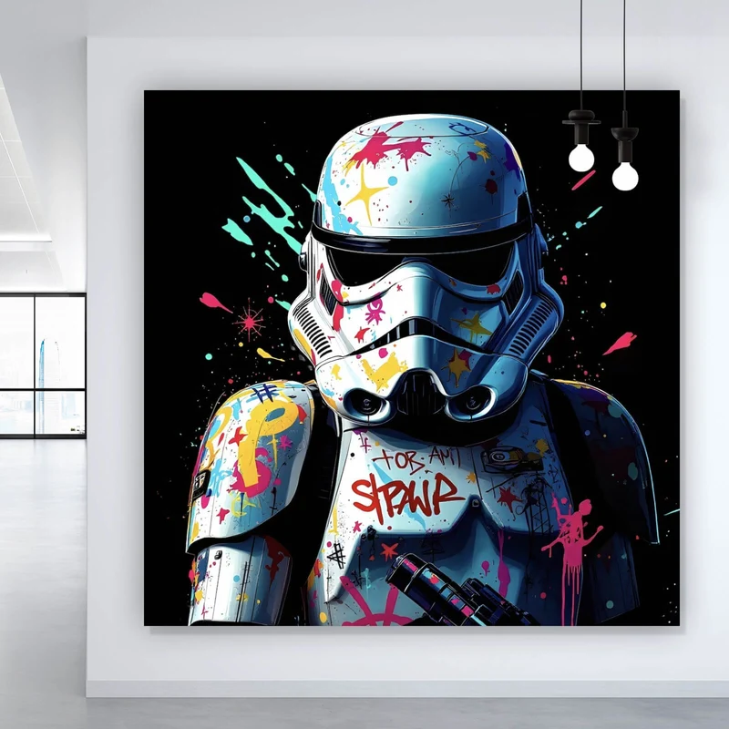 Leinwandbild Stormtrooper Graffiti Quadrat