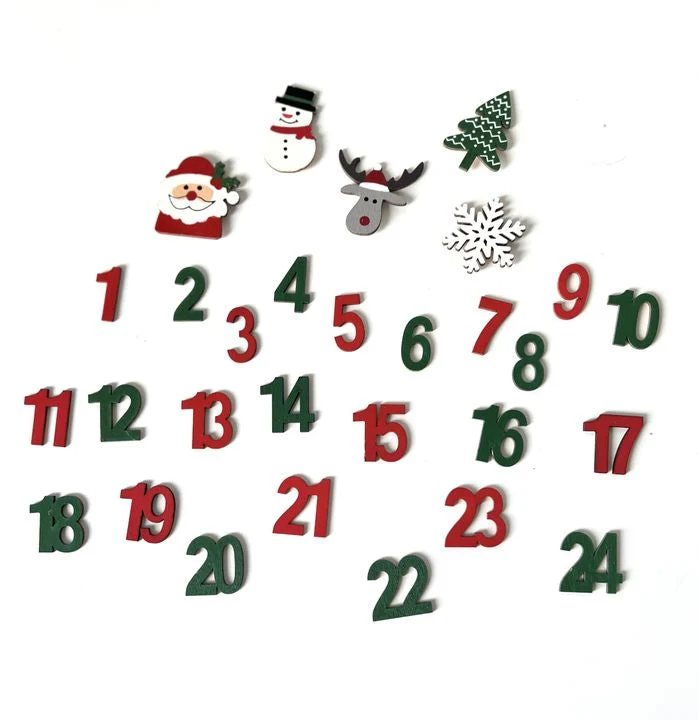 Wooden Advent Calendar Decorations