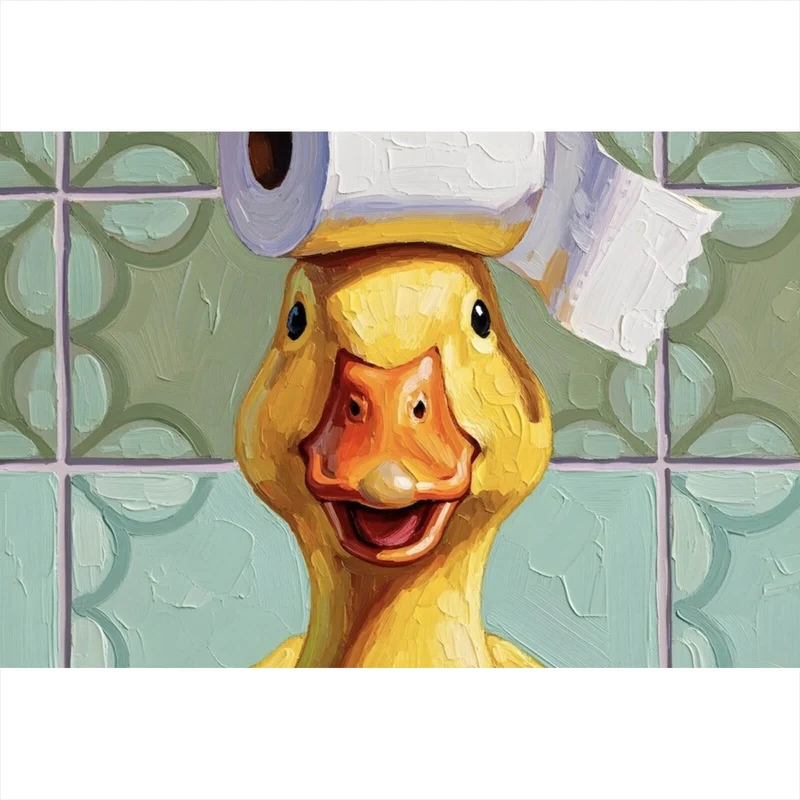 Acrylglasbild Lustige Ente im Badezimmer Querformat