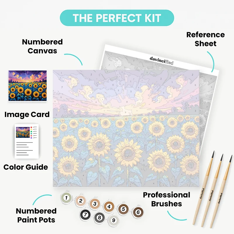 Sunflower Field at Sunset - Paint by Numbers Kit