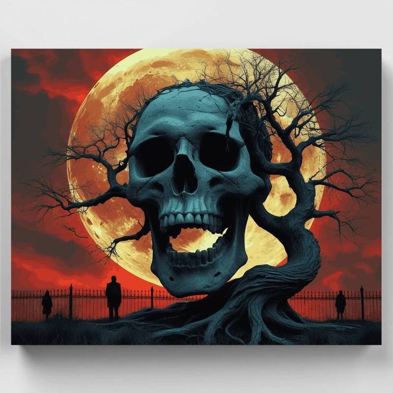 Spooky Skull Tree Halloween Night - Paint by Numbers Kit