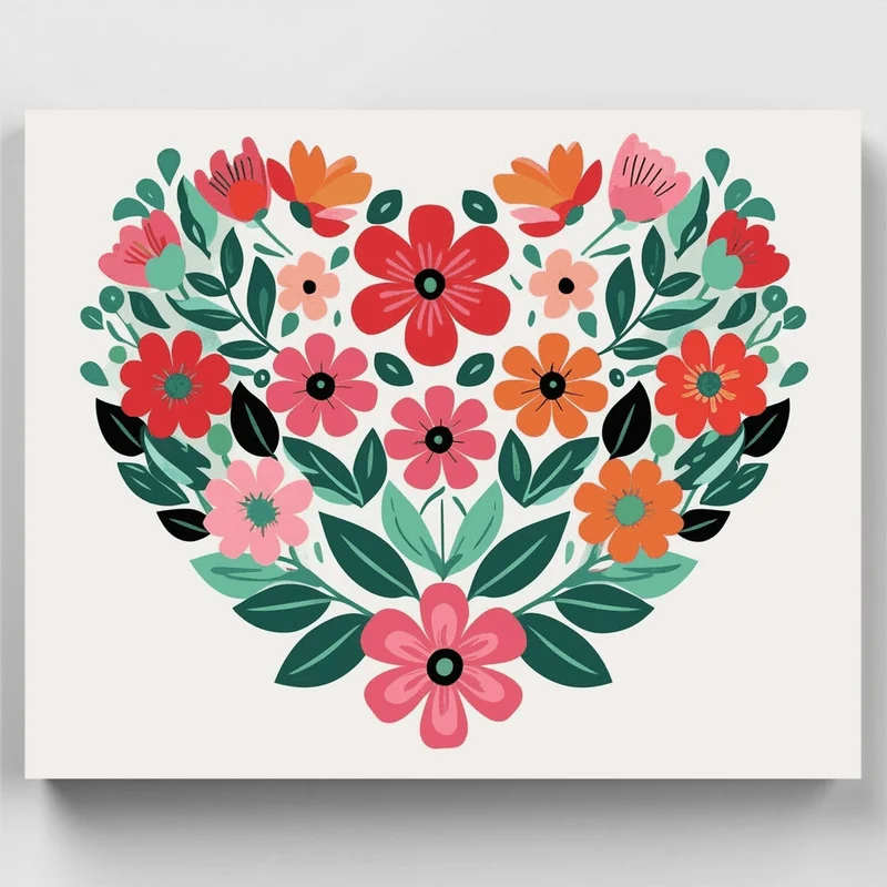 Floral Heart Bouquet - Paint by Numbers Kit