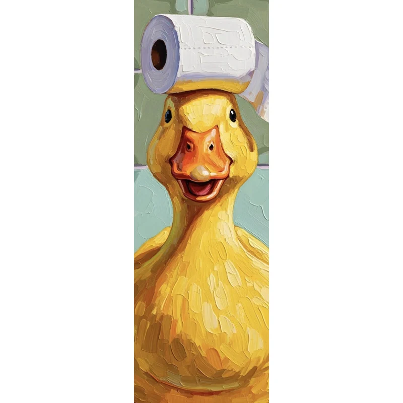 Aluminiumbild Lustige Ente im Badezimmer Panorama Hoch