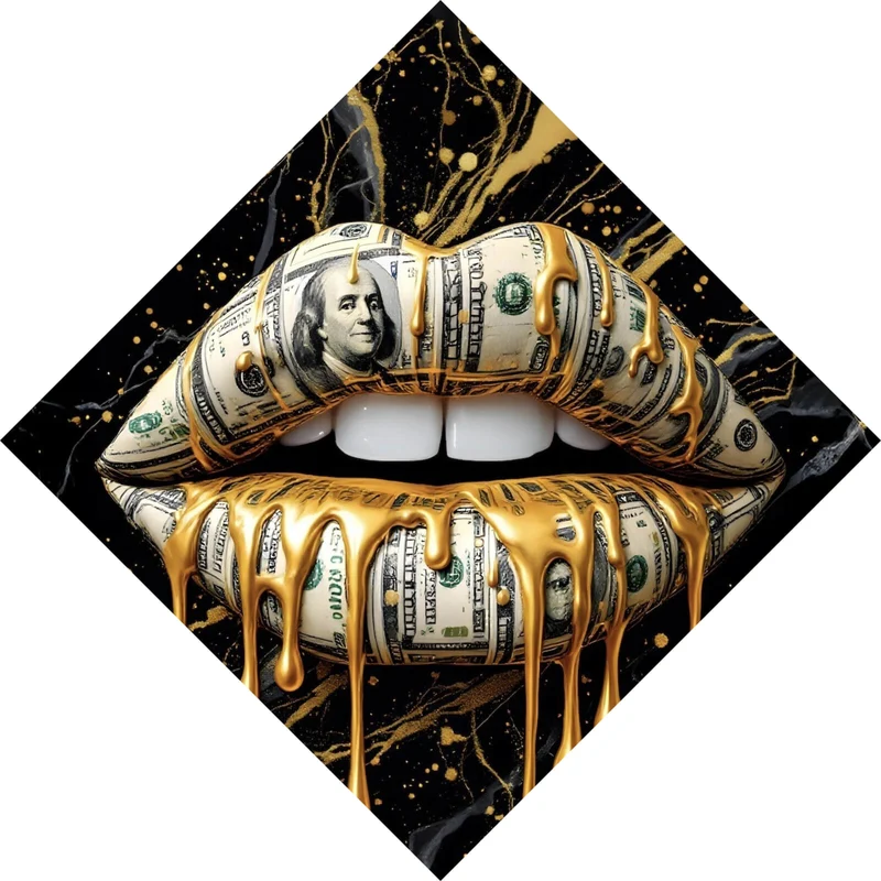 Poster Luxuriöse Geldlippen mit goldenen Akzenten Raute