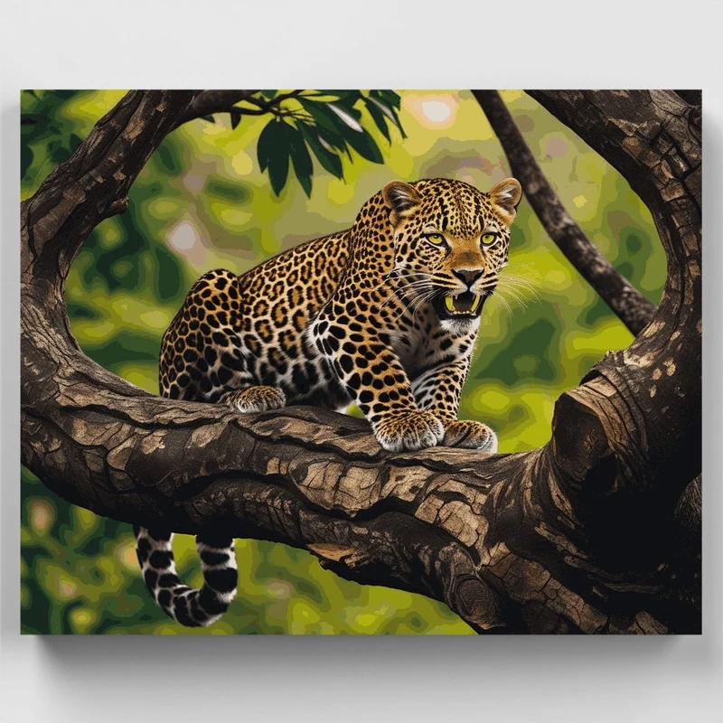 Leopard in Tree - Paint by Numbers Kit
