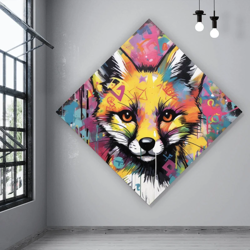 Poster Fuchs Graffiti Raute