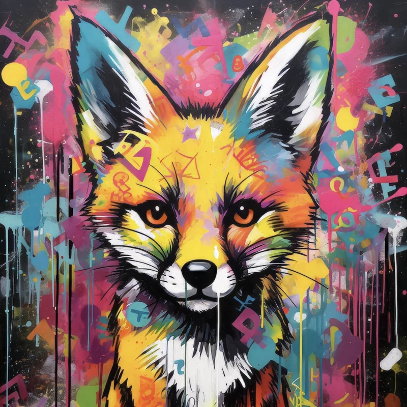 Acrylglasbild Fuchs Graffiti Quadrat
