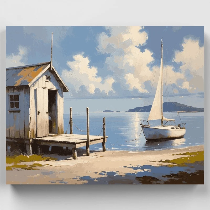 Coastal Boathouse Serenity - Paint by Numbers Kit