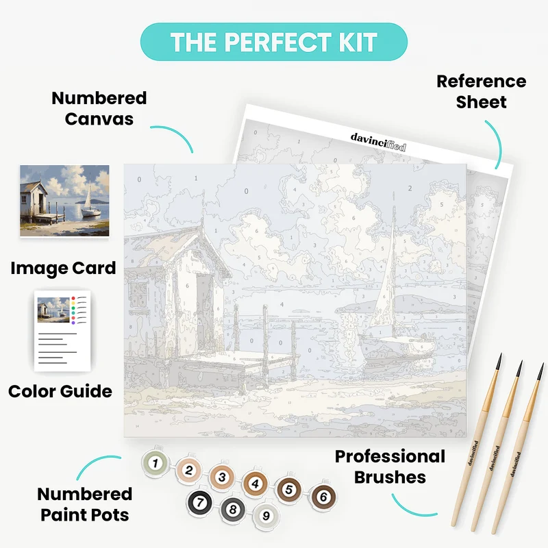 Coastal Boathouse Serenity - Paint by Numbers Kit