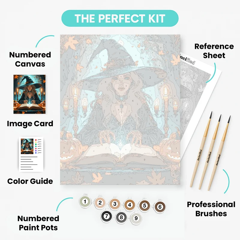 Autumn Witch with Spellbook - Paint by Numbers Kit