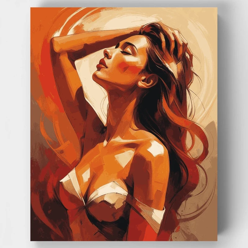 Sensual Woman in Warm Tones - Paint by Numbers Kit