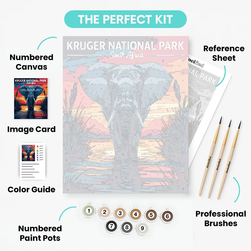Kruger Elephant at Sunset - Paint by Numbers Kit