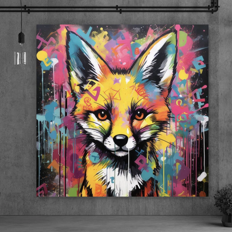 Poster Fuchs Graffiti Quadrat