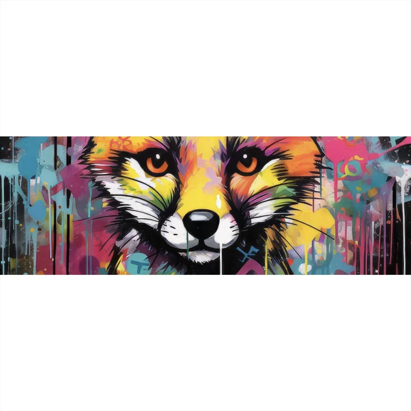 Aluminiumbild gebürstet Fuchs Graffiti Panorama