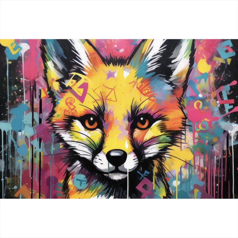 Spannrahmenbild Fuchs Graffiti Querformat