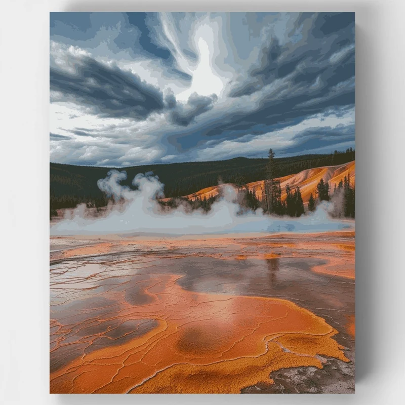 Yellowstone Geothermal Springs - Paint by Numbers Kit