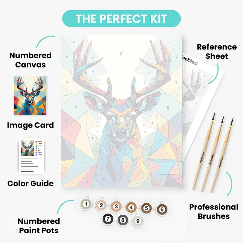 Geometric Deer Portrait - Paint by Numbers Kit